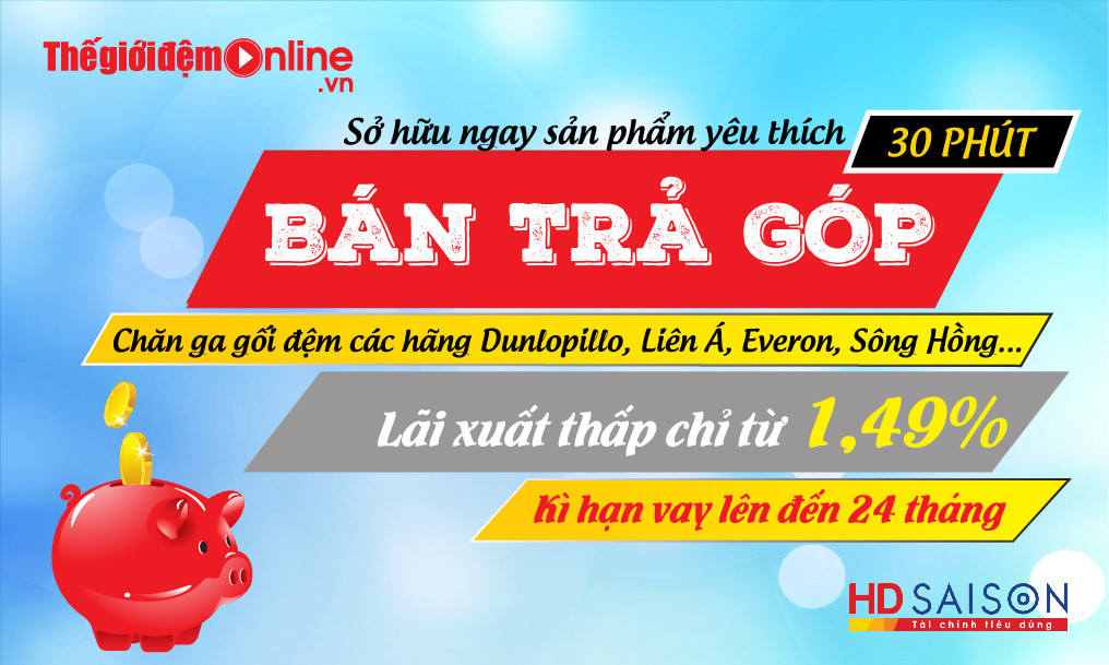 Mua đệm chính hãng - Trả góp lãi xuất 1,49%